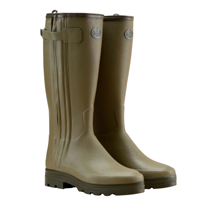 Le Chameau Chasseur Men's Neoprene Lined Zip Wellington Boot in Vert Vierzon